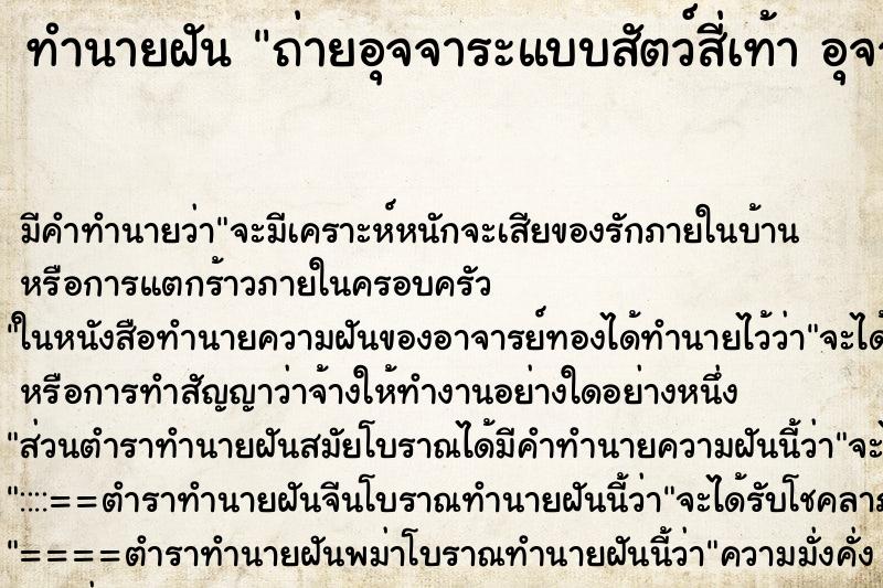 ทำนายฝันถ่ายอุจจาระแบบสัตว์สี่เท้าอุจจาระเรียงตัวสวย ทำนายฝันทำนายฝันถ่ายอุจจาระแบบสัตว์สี่เท้าอุจจาระเรียงตัวสวย